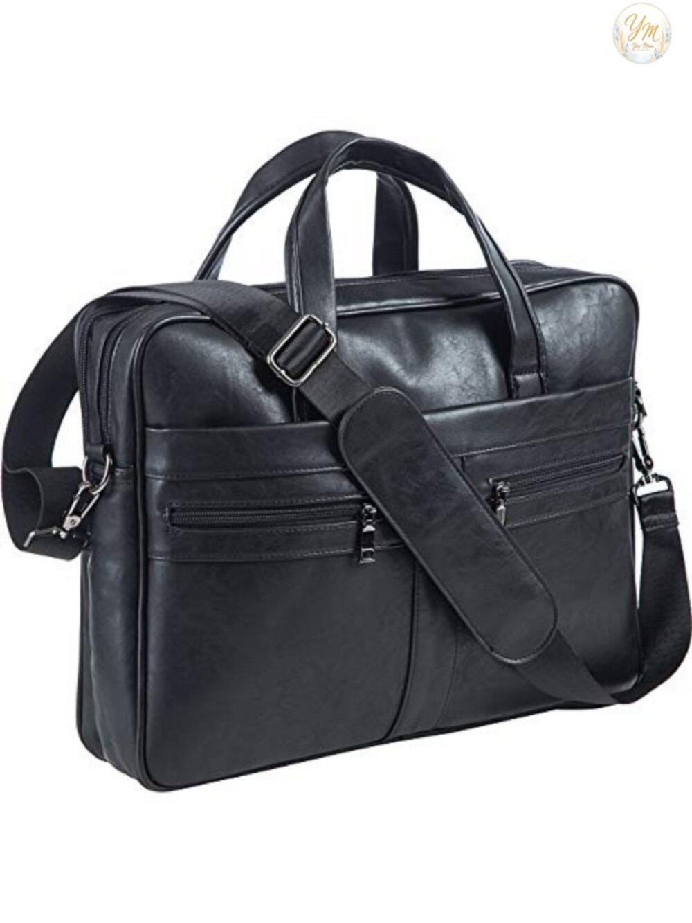 Men's Leather Laptop Messenger Bag Briefcase 17.3 Inch PU Leather Business